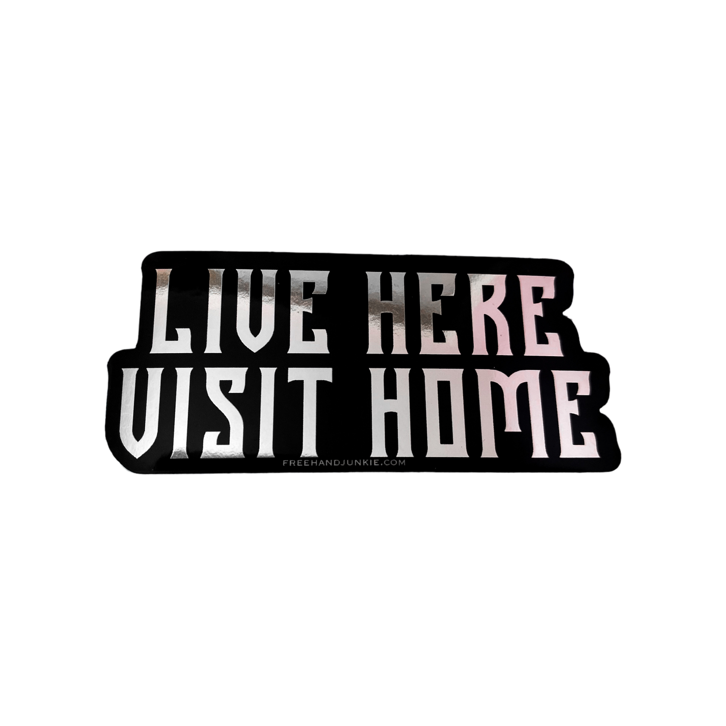 LIVE HERE , VISIT HOME. Sticker