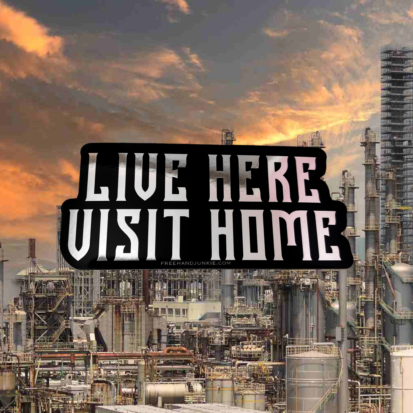 LIVE HERE , VISIT HOME. Sticker