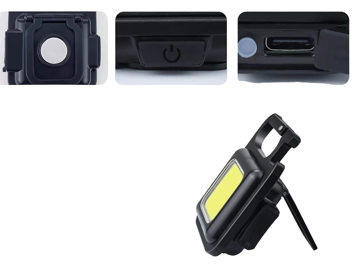 Mini COB Work Light TYPE-C Rechargeable Portable Keychain Light with Magnetic Overhaul